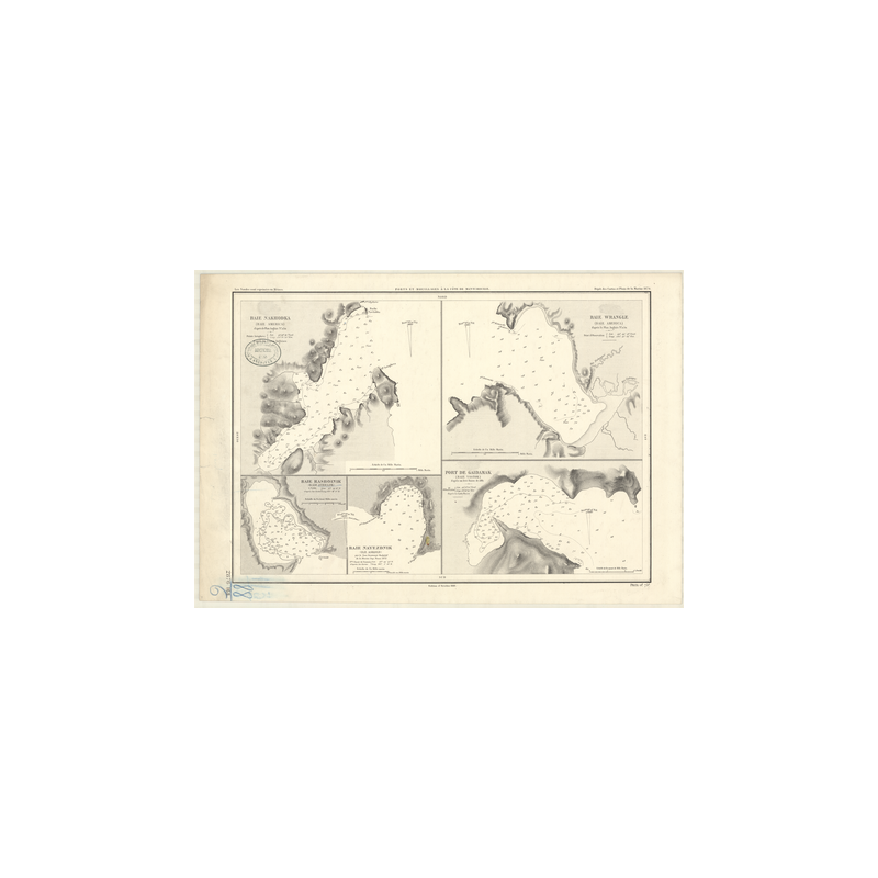 Reproduction carte marine ancienne Shom - 2876 - MANTCHOURIE, NAKHODKA (Baie), AMERICA (Baie) - U.R.S.S. (Côte Est) - p