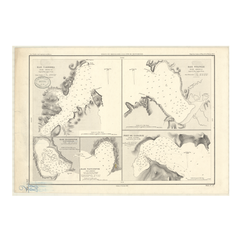 Reproduction carte marine ancienne Shom - 2876 - MANTCHOURIE, NAKHODKA (Baie), AMERICA (Baie) - U.R.S.S. (Côte Est) - p