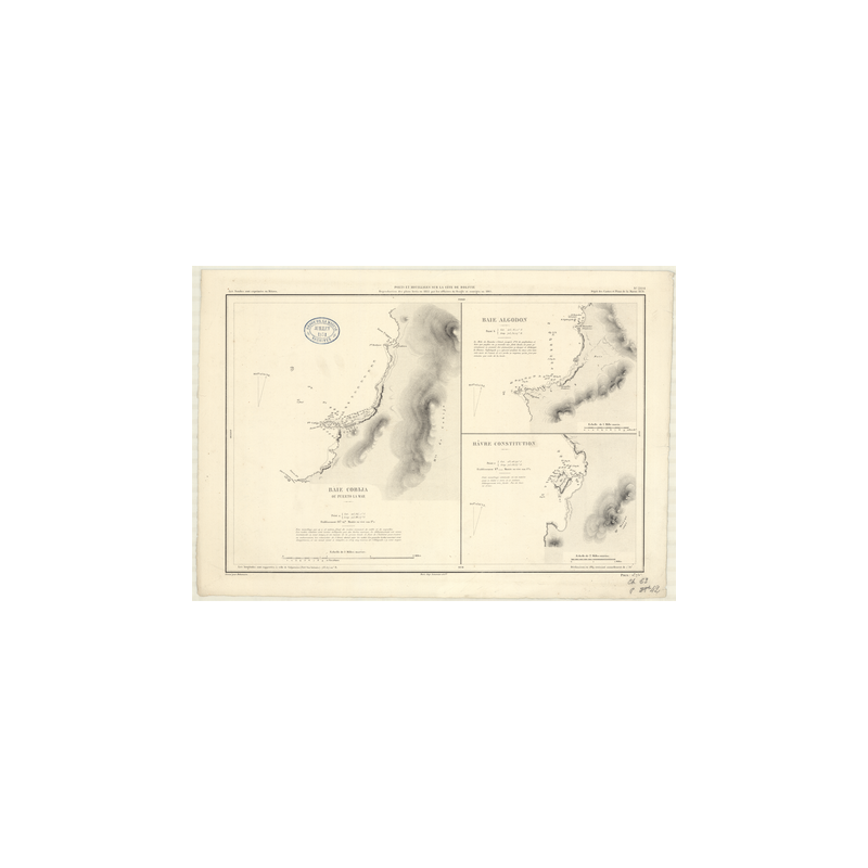 Reproduction carte marine ancienne Shom - 2891 - COBIJA (Baie), pUERTO LA MAR - BOLIVIE,CHILI - pACIFIQUE,AMERIQUE de SU