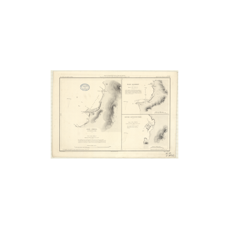 Reproduction carte marine ancienne - 2891 - COBIJA (Baie), PUERTO LA MAR - BOLIVIE, CHILI - PACIFIQUE, AMERIQUE DU SUD (Côte Oue