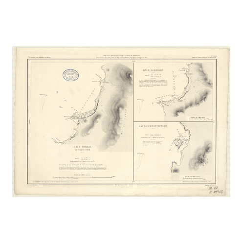 Reproduction carte marine ancienne Shom - 2891 - COBIJA (Baie), pUERTO LA MAR - BOLIVIE,CHILI - pACIFIQUE,AMERIQUE de SU