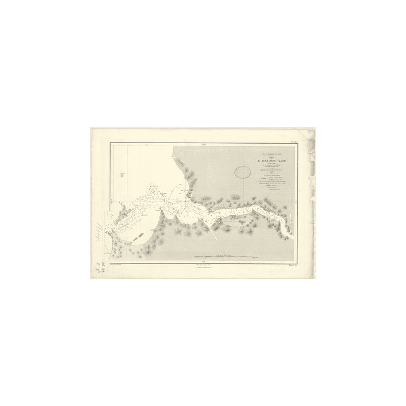 Reproduction carte marine ancienne Shom - 2899 - pING-YANG (Anse) - COREE (Côte Ouest) - pACIFIQUE,JAUNE (Mer) - (1870