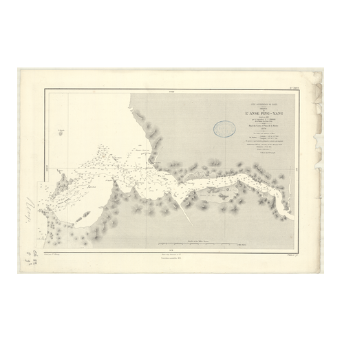 Reproduction carte marine ancienne Shom - 2899 - pING-YANG (Anse) - COREE (Côte Ouest) - pACIFIQUE,JAUNE (Mer) - (1870