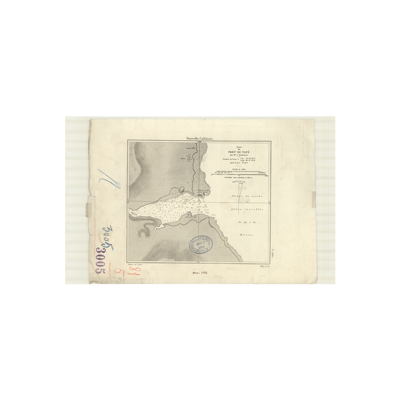 Reproduction carte marine ancienne - 3005 - NOUVELLE-CALEDONIE (Côte Est), YATE (Port) - PACIFIQUE, CORAIL (Mer) - (1881 - ?)