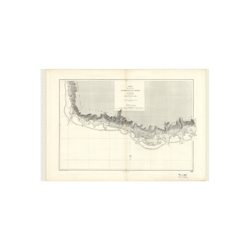 Reproduction carte marine ancienne Shom - 3064 - SOCIETE (îles), TAHITI (île - Côte Sud-Ouest), pAEA, ATAITI - pOLYNE