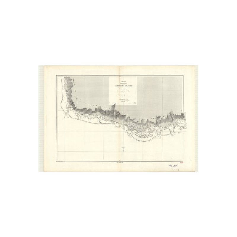 Reproduction carte marine ancienne - 3064 - SOCIETE (îles), TAHITI (île - Côte Sud-Ouest), PAEA, ATAITI - POLYNESIE FRANCAISE -