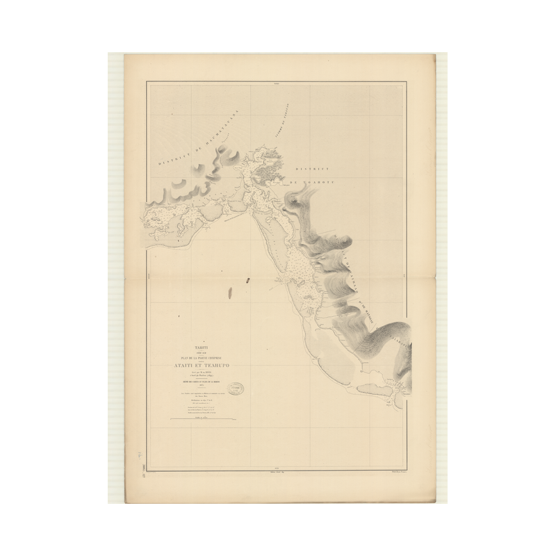 Carte marine ancienne - 3065 - SOCIETE (îles), TAHITI (île - Côte Sud), ATAITI, TEAHUPO - POLYNESIE FRANCAISE - PACIFIQUE - (187