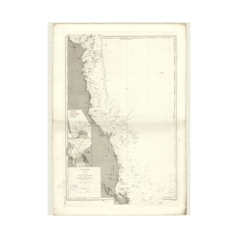Reproduction carte marine ancienne - 3130 - FLATTERY (Cap), HINCHINBROOK (île) - PACIFIQUE, CORAIL (Mer), AUSTRALIE (Côte Est) -