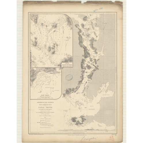 Reproduction carte marine ancienne Shom - 3143 - pATAGONIE, SMYTH (Canal) - CHILI - pACIFIQUE,AMERIQUE de SUD (Côte Oue