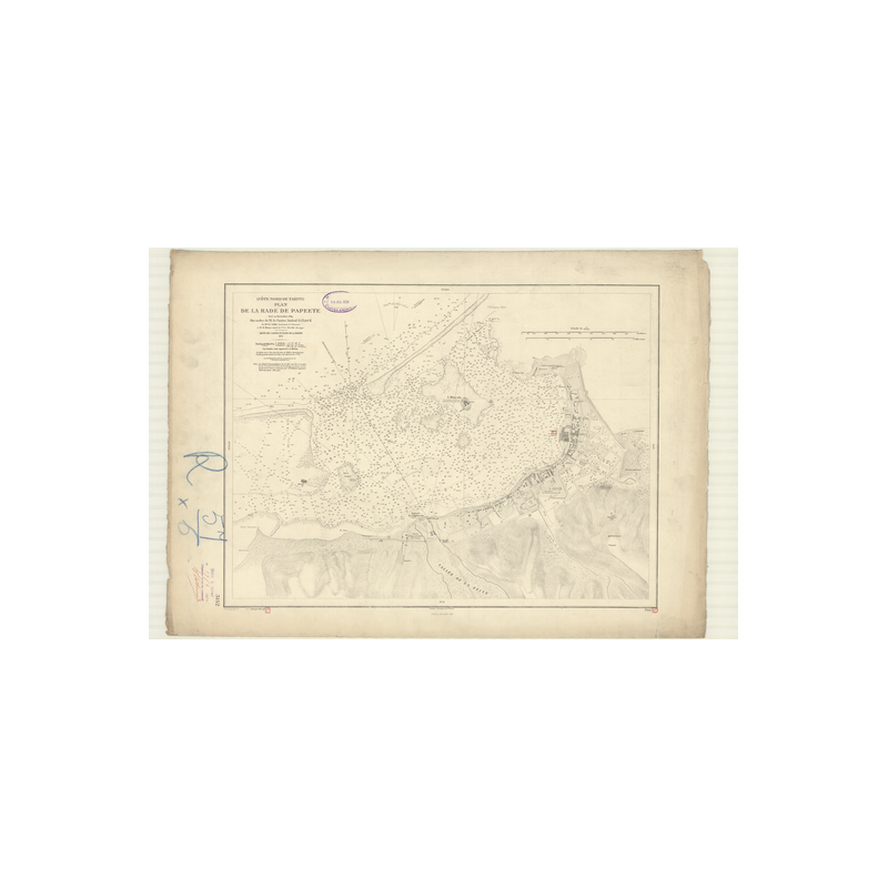 Carte marine ancienne - 3152 - SOCIETE (îles), TAHITI (île - Côte Nord), PAPEETE (Rade) - POLYNESIE FRANCAISE - PACIFIQUE - (187