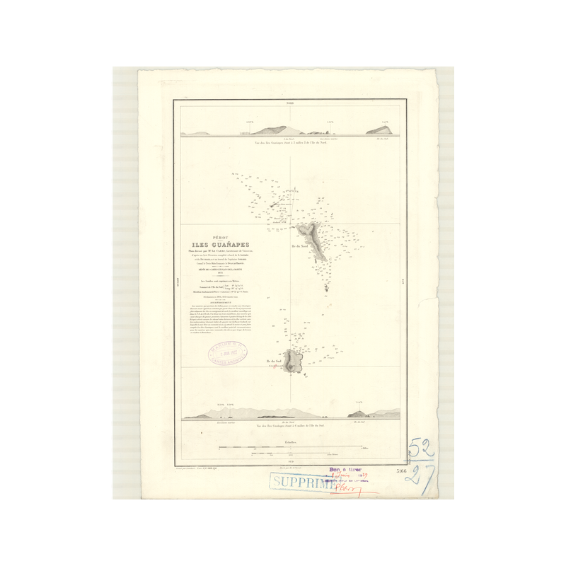 Reproduction carte marine ancienne Shom - 3166 - GUANAPES (îles) - pEROU - pACIFIQUE,AMERIQUE de SUD (Côte Ouest),AMER