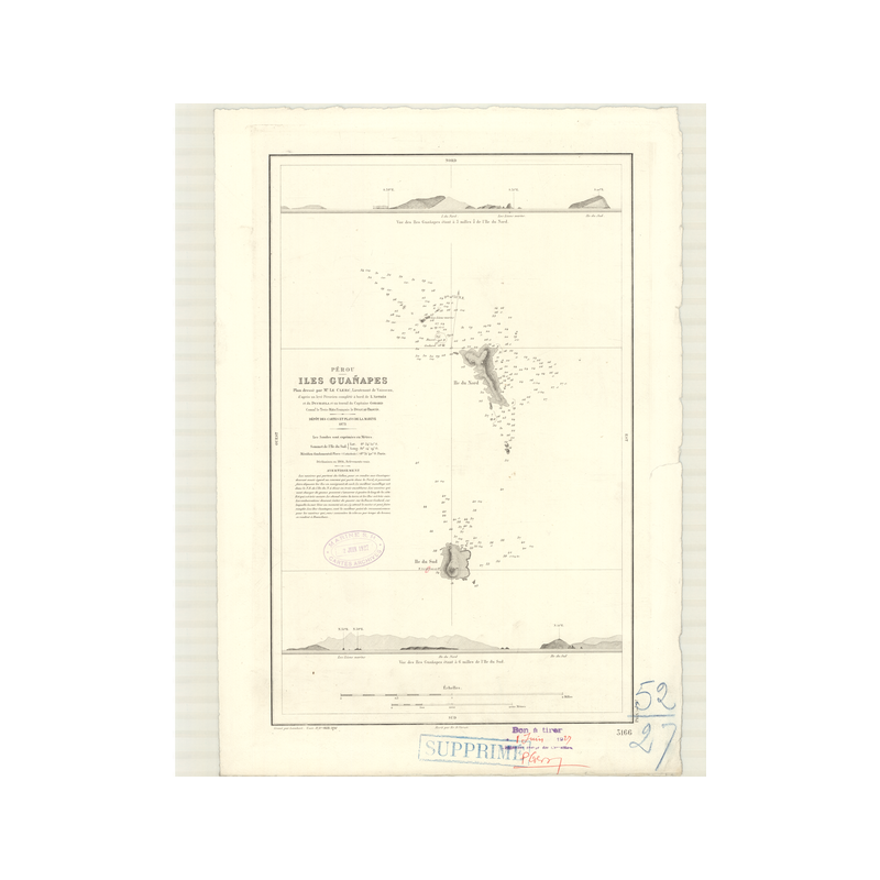 Carte marine ancienne - 3166 - GUANAPES (îles) - PEROU - PACIFIQUE, AMERIQUE DU SUD (Côte Ouest), AMERIQUE DU SUD (Côte Ouest) -