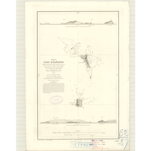 Reproduction carte marine ancienne Shom - 3166 - GUANAPES (îles) - pEROU - pACIFIQUE,AMERIQUE de SUD (Côte Ouest),AMER