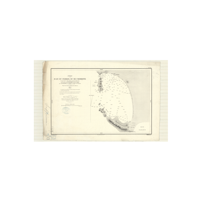 Reproduction carte marine ancienne Shom - 3294 - FERROL (Baie), CHIMBOTE (Baie) - pEROU - pACIFIQUE,AMERIQUE de SUD (Cô