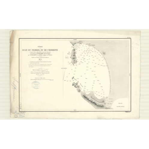 Reproduction carte marine ancienne Shom - 3294 - FERROL (Baie), CHIMBOTE (Baie) - pEROU - pACIFIQUE,AMERIQUE de SUD (Cô