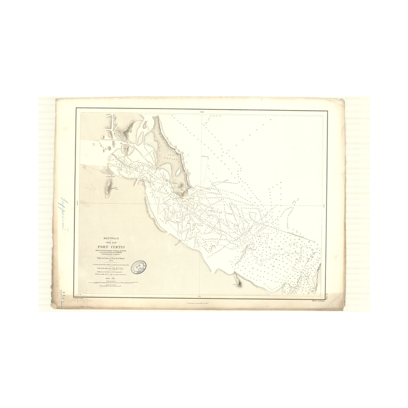 Reproduction carte marine ancienne Shom - 3312 - CURTIS (Port) - pACIFIQUE,CORAIL (Mer),AUSTRALIE (Côte Est) - (1875 -