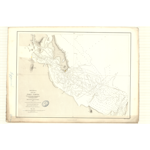 Reproduction carte marine ancienne Shom - 3312 - CURTIS (Port) - pACIFIQUE,CORAIL (Mer),AUSTRALIE (Côte Est) - (1875 -