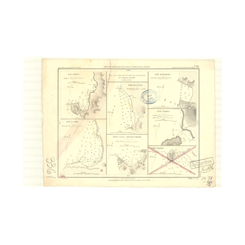 Reproduction carte marine ancienne - 3361 - CHIMBA (Baie) - CHILI - PACIFIQUE, AMERIQUE DU SUD (Côte Ouest), AMERIQUE DU SUD (Cô