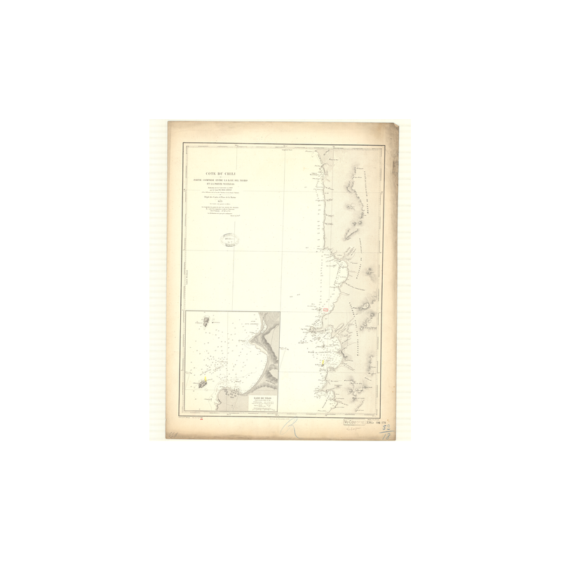Reproduction carte marine ancienne Shom - 3365 - VENTANAS (Pointe), NEGRO (Baie d'l) - CHILI - pACIFIQUE,AMERIQUE de SUD