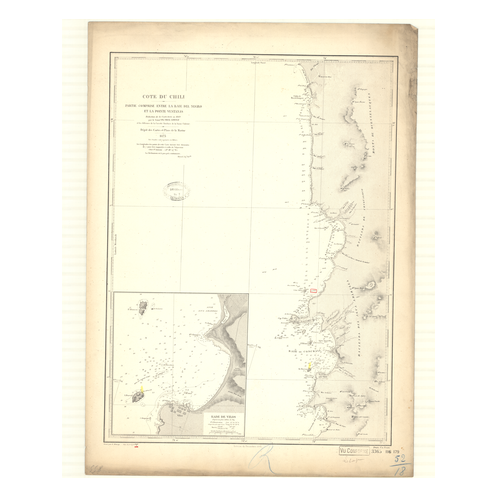 Reproduction carte marine ancienne Shom - 3365 - VENTANAS (Pointe), NEGRO (Baie d'l) - CHILI - pACIFIQUE,AMERIQUE de SUD