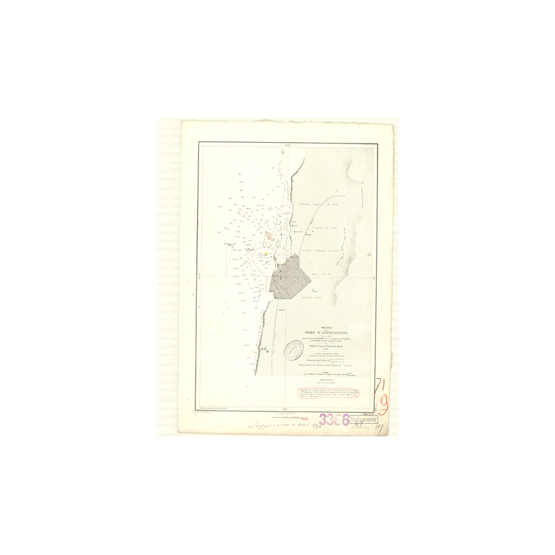 Reproduction carte marine ancienne - 3366 - ANTOFAGASTA (Port) - BOLIVIE, CHILI - PACIFIQUE, AMERIQUE DU SUD (Côte Ouest), AMERI