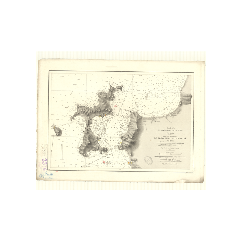 Reproduction carte marine ancienne - 3374 - SETO UTCHI, SETO NAIKAI, IYO NADA, GOGO SIMA (Mouillage), HORIYE (Baie) - JAPON - PA