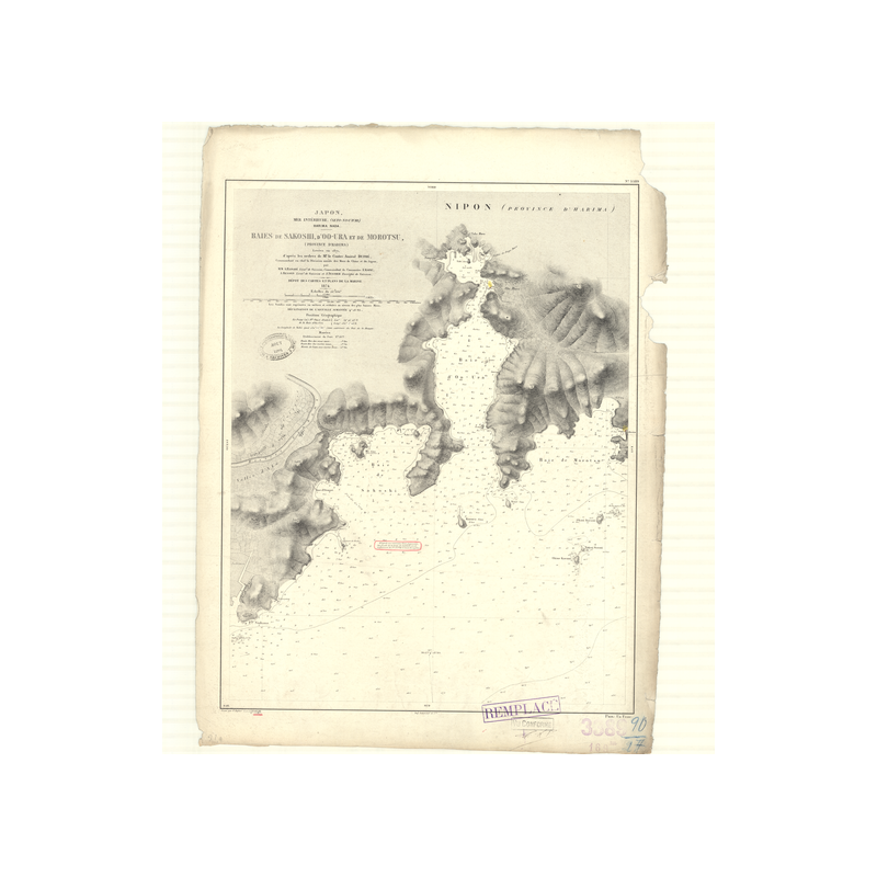 Reproduction carte marine ancienne Shom - 3389 - SETO UTCHI, SETO NAIKAI, HARIMA NADA, SAKOSHI (Baie), OO-URA (Baie), MO