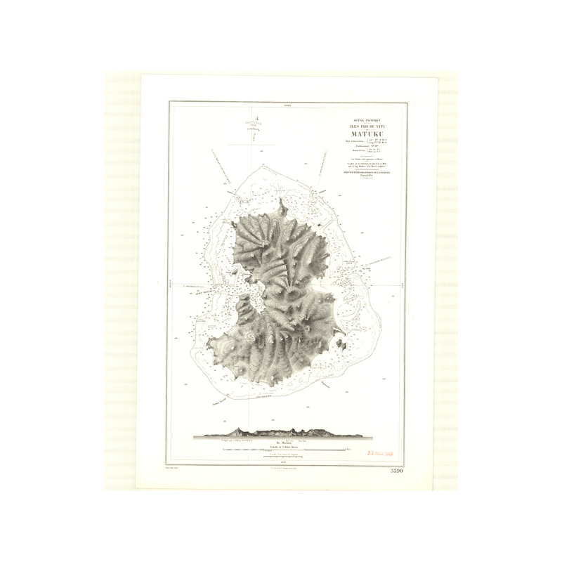 Reproduction carte marine ancienne Shom - 3390 - VITI (îles), MATUKU (île) - FIJI (îles),FIDJI (îles) - pACIFIQUE -