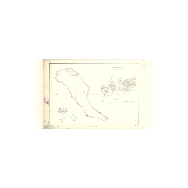 Reproduction carte marine ancienne Shom - 3391 - TUAMOTU (Archipel), HAO (île) - pACIFIQUE,OCEANIE - (1874 - 1935)