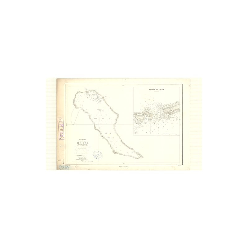 Carte marine ancienne - 3391 - TUAMOTU (Archipel), HAO (île) - PACIFIQUE, OCEANIE - (1874 - 1935)