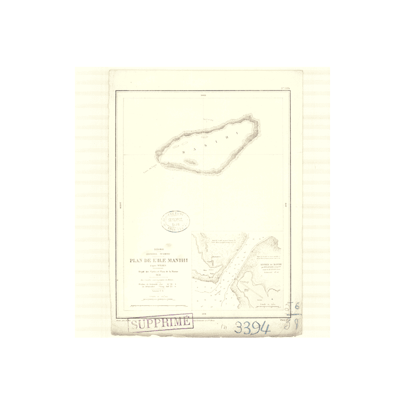 Reproduction carte marine ancienne - 3394 - TUAMOTU (Archipel), MANIHI (île) - PACIFIQUE, OCEANIE - (1874 - 1935)