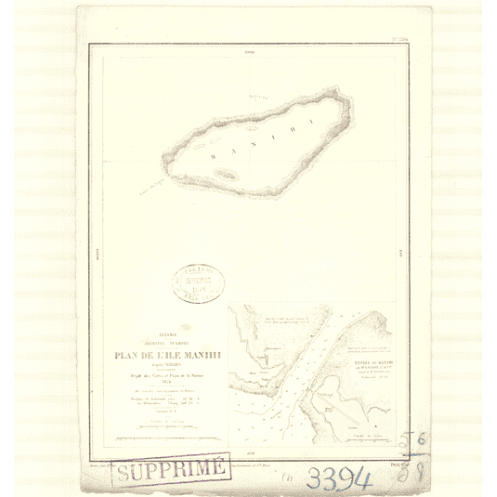 Reproduction carte marine ancienne - 3394 - TUAMOTU (Archipel), MANIHI (île) - PACIFIQUE, OCEANIE - (1874 - 1935) Reproduction carte marine ancienne - 3394 - TUAMOTU (Archipel), MANIHI (île) - PACIFIQUE, OCEANIE - (1874 - 1935)