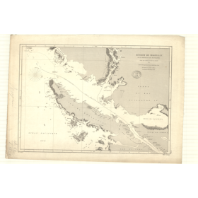 Reproduction carte marine ancienne Shom - 3397 - MAGELLAN (Détroit), EVANGELISTES (îles), NOTCH (Cap) - CHILI - pACIFI