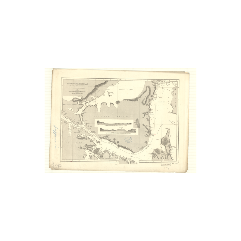 Carte marine ancienne - 3398 - MAGELLAN (Détroit), NOTCH (Cap), LAREDO (Baie) - CHILI - AMERIQUE DU SUD (Partie Sud) - (1874 - 1
