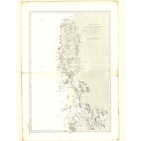 Reproduction carte marine ancienne Shom - 3399 - pATAGONIE (Côte Ouest), pENAS (Golfe), MAGELLAN (Entrée de détroit)