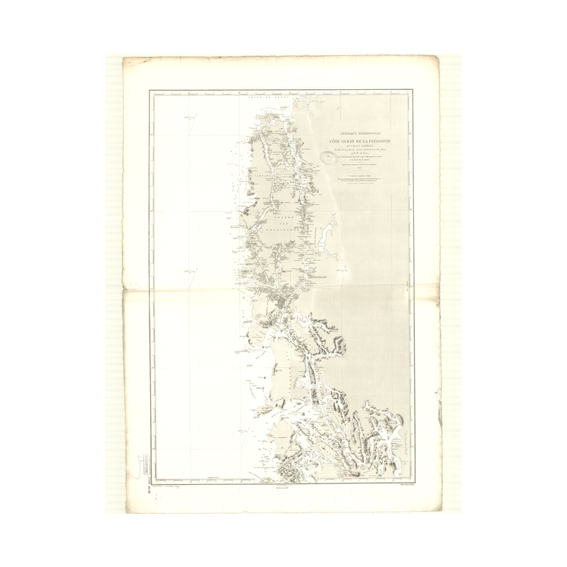 Reproduction carte marine ancienne Shom - 3399 - pATAGONIE (Côte Ouest), pENAS (Golfe), MAGELLAN (Entrée de détroit)