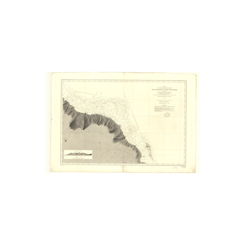Reproduction carte marine ancienne - 3411 - SOCIETE (îles), TAHITI (île - Côte Nord-Est), FAARUMAI, TAIPAHIA (Baie) - POLYNESIE