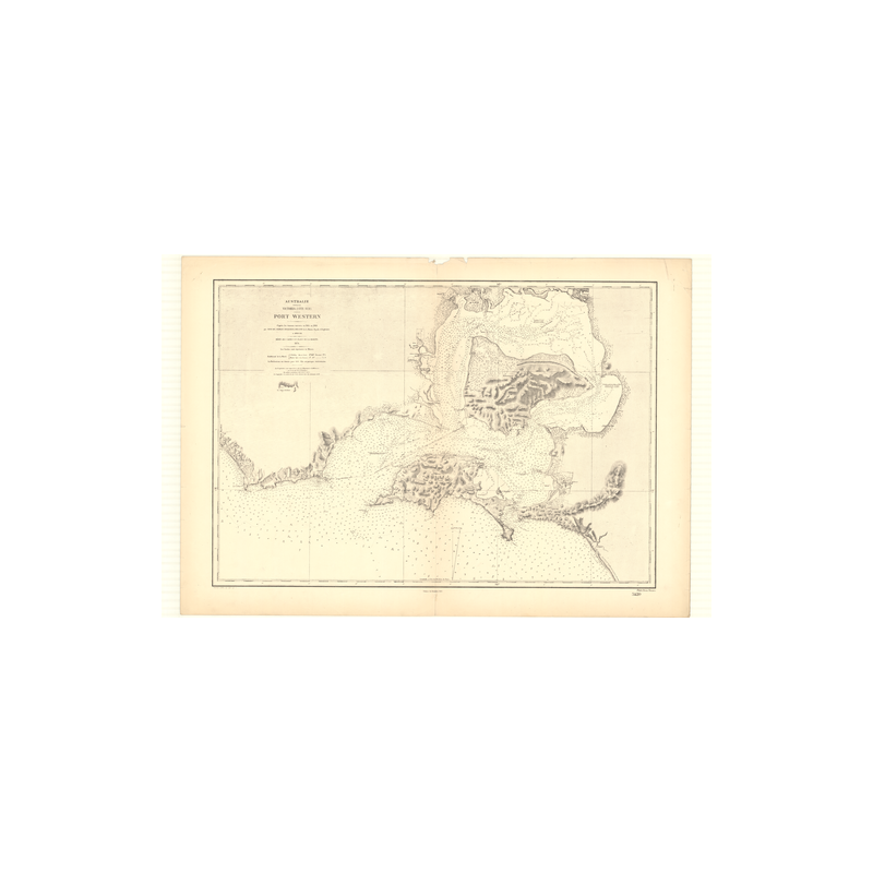 Reproduction carte marine ancienne Shom - 3420 - VICTORIA, pORT WESTERN - AUSTRALIE (Côte Sud) - pACIFIQUE - (1874 - 19