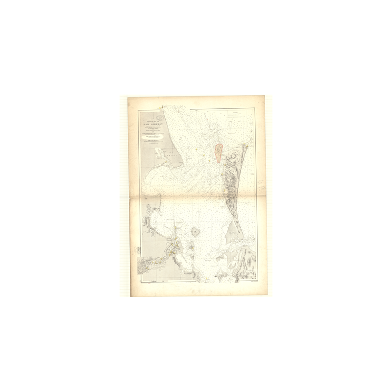 Reproduction carte marine ancienne Shom - 3449 - MORETON (Baie) - pACIFIQUE,CORAIL (Mer),AUSTRALIE (Côte Est) - (1875 -