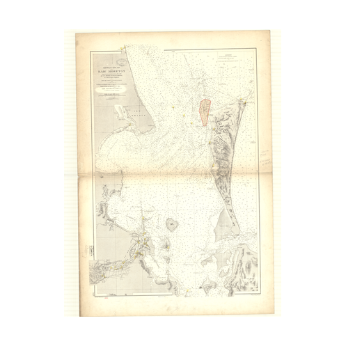 Reproduction carte marine ancienne Shom - 3449 - MORETON (Baie) - pACIFIQUE,CORAIL (Mer),AUSTRALIE (Côte Est) - (1875 -