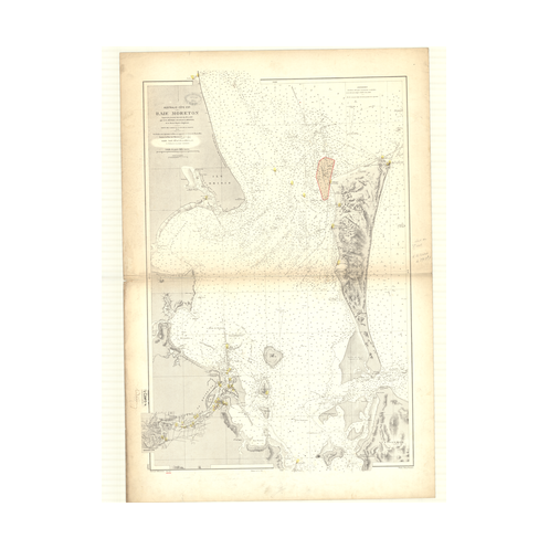 Reproduction carte marine ancienne - 3449 - MORETON (Baie) - PACIFIQUE, CORAIL (Mer), AUSTRALIE (Côte Est) - (1875 - 1916)