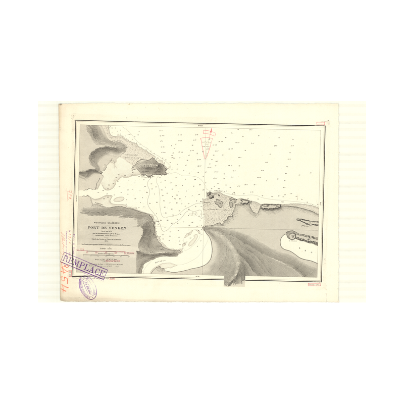Reproduction carte marine ancienne - 3454 - NOUVELLE-CALEDONIE (Côte Est), YENGEN [Hienghène] (Port) - PACIFIQUE, CORAIL (Mer) -
