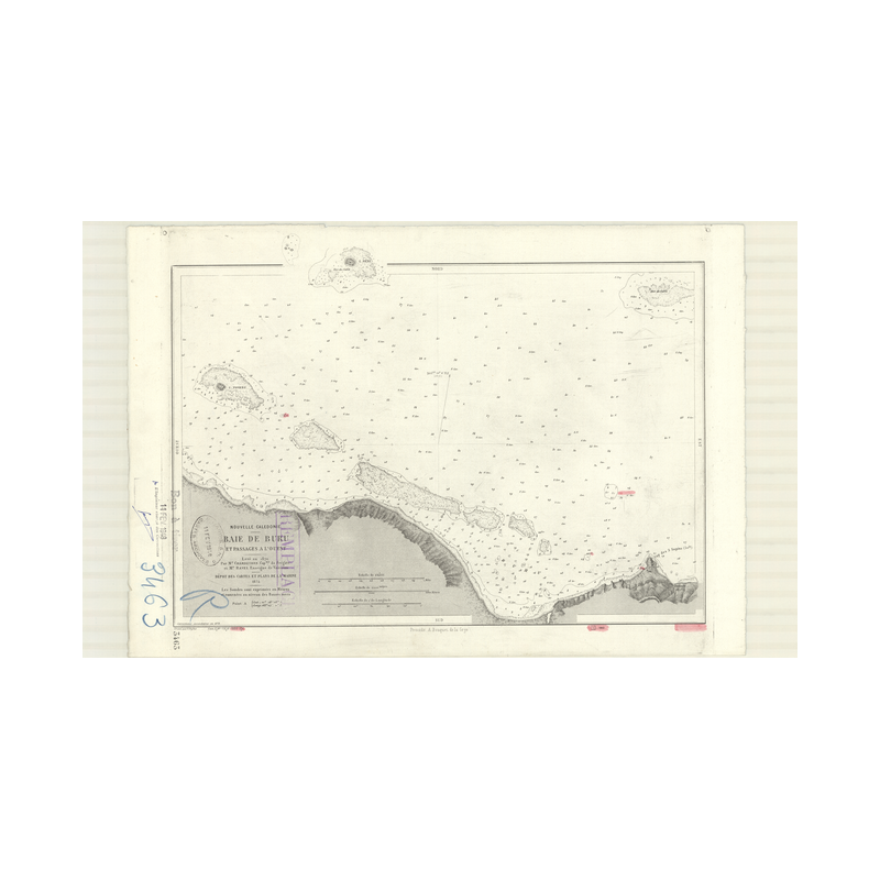Reproduction carte marine ancienne Shom - 3463 - BURU (Baie) - NOUVELLE-CALEDONIE - pACIFIQUE,CORAIL (Mer) - (1875 - ?)