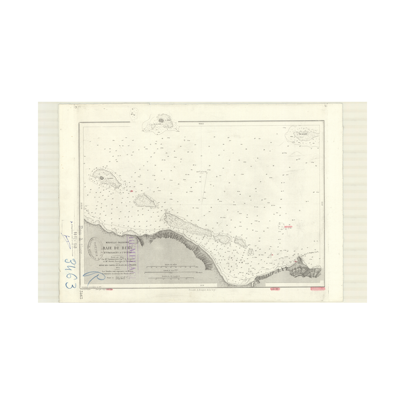 Reproduction carte marine ancienne - 3463 - BURU (Baie) - NOUVELLE-CALEDONIE - PACIFIQUE, CORAIL (Mer) - (1875 - ?)