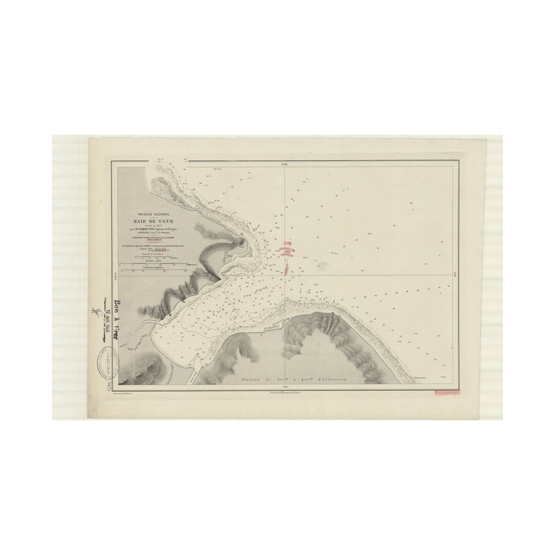 Reproduction carte marine ancienne Shom - 3475 - UGUE (Baie) - NOUVELLE-CALEDONIE - pACIFIQUE,CORAIL (Mer) - (1876 - ?)