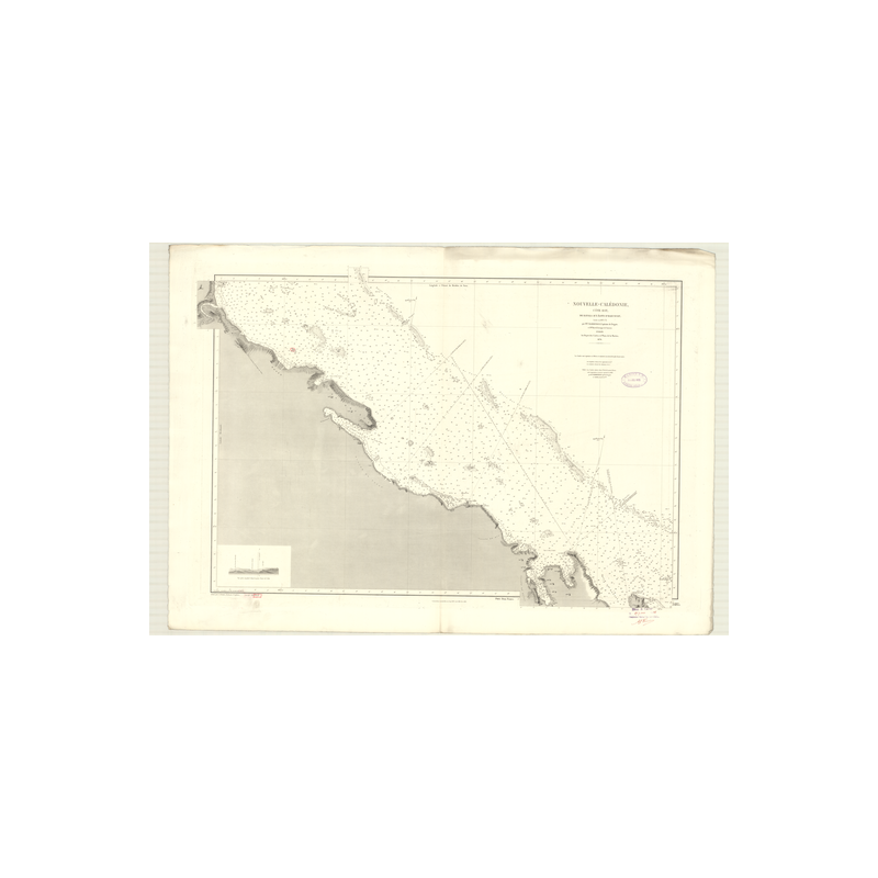 Reproduction carte marine ancienne Shom - 3485 - NOUVELLE-CALEDONIE (Côte Est), HARCOURT (Ilots), KANALA - pACIFIQUE,CO