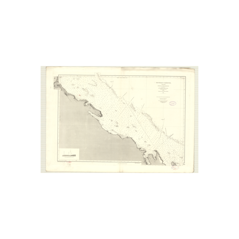 Reproduction carte marine ancienne - 3485 - NOUVELLE-CALEDONIE (Côte Est), HARCOURT (Ilots), KANALA - PACIFIQUE, CORAIL (Mer) -