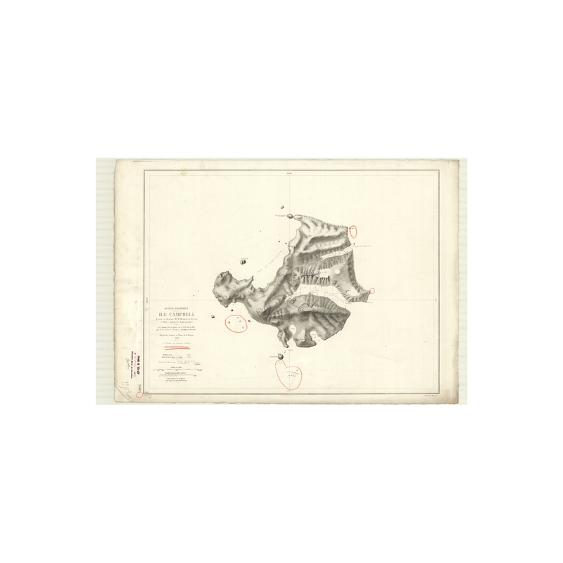 Reproduction carte marine ancienne Shom - 3502 - CAMPBELL (île) - NOUVELLE-ZELANDE - pACIFIQUE - (1876 - 1980)
