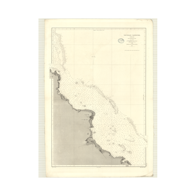 Reproduction carte marine ancienne Shom - 3504 - NOUVELLE-CALEDONIE (Côte Est), BOCAGE (Cap), TUO - pACIFIQUE,CORAIL (M