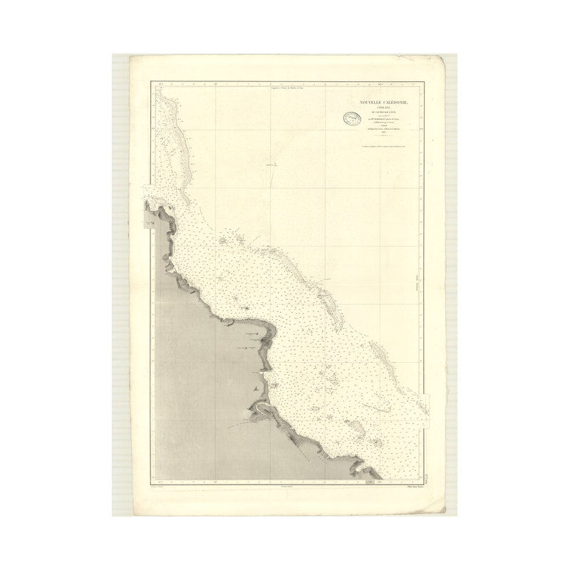 Reproduction carte marine ancienne - 3504 - NOUVELLE-CALEDONIE (Côte Est), BOCAGE (Cap), TUO - PACIFIQUE, CORAIL (Mer) - (1876 -